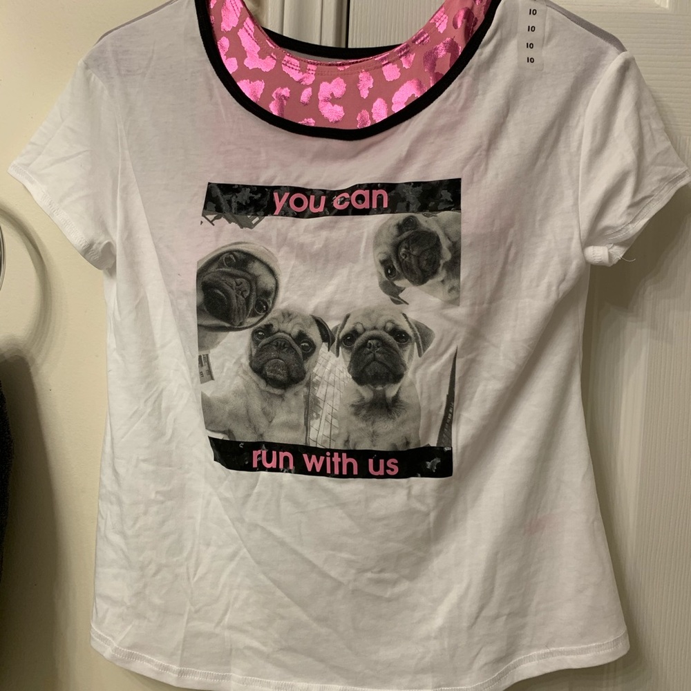 Kids justice pug tshirt with sports bra